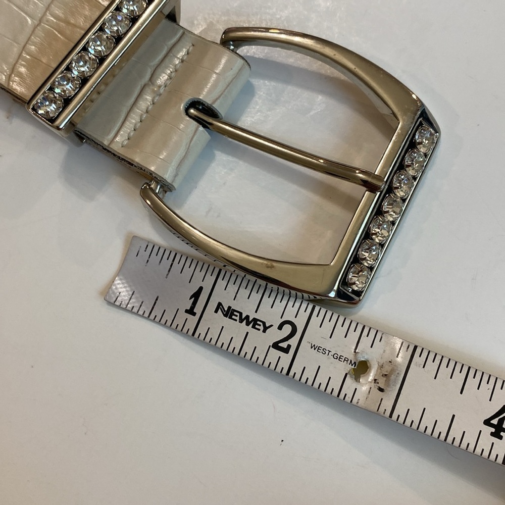 Buffalo David Bitton Cream Croc Belt Medium Rhinestone Buckle Glam Western - Picture 14 of 15